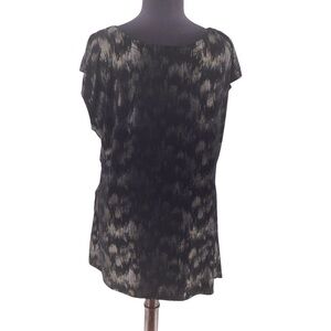 Lane Bryant Eloquent Size Black Silver and Gold Metallic Blouse